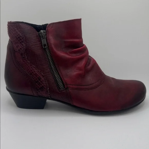 REMONTE Women's Burgundy Ankle Zip Up Boots Size 39 - Picture 7 of 12